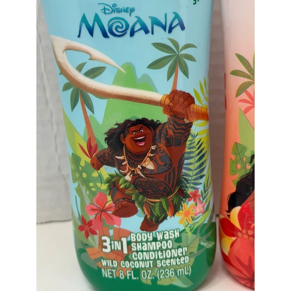 Disney Moana Kids Bath Set 3-in-1 Shampoo Body Wash Coconut Hibiscus 8oz 2 Pack
